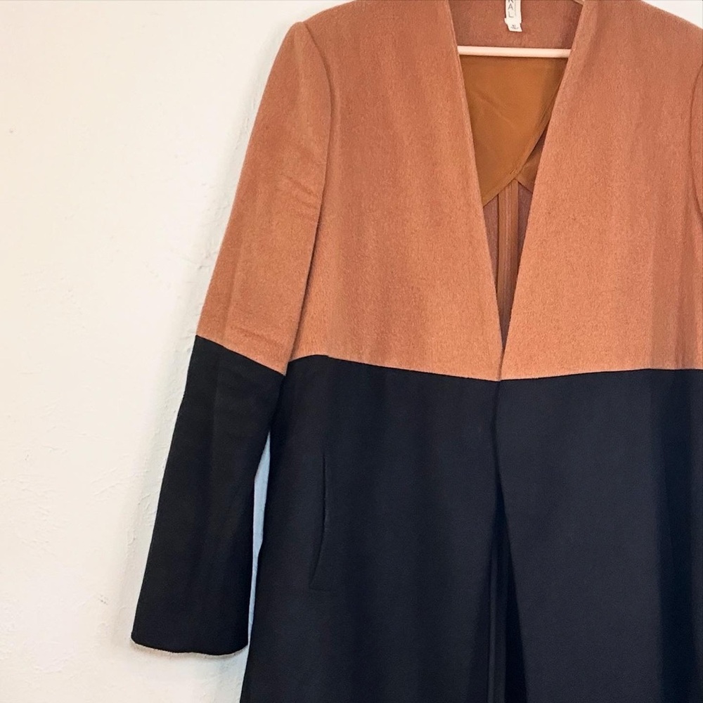Color block duster overcoat